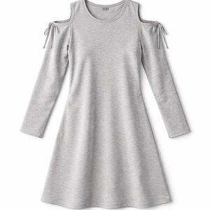 Light Gray Cold Shoulder Casual Dress – 3/4 Sleeve – Size L